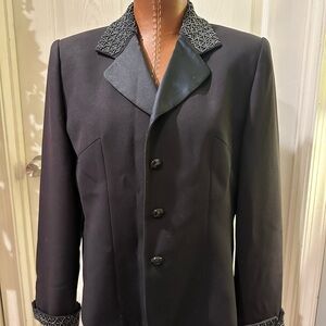 Black and sliver beaded blazer with shoulder pads